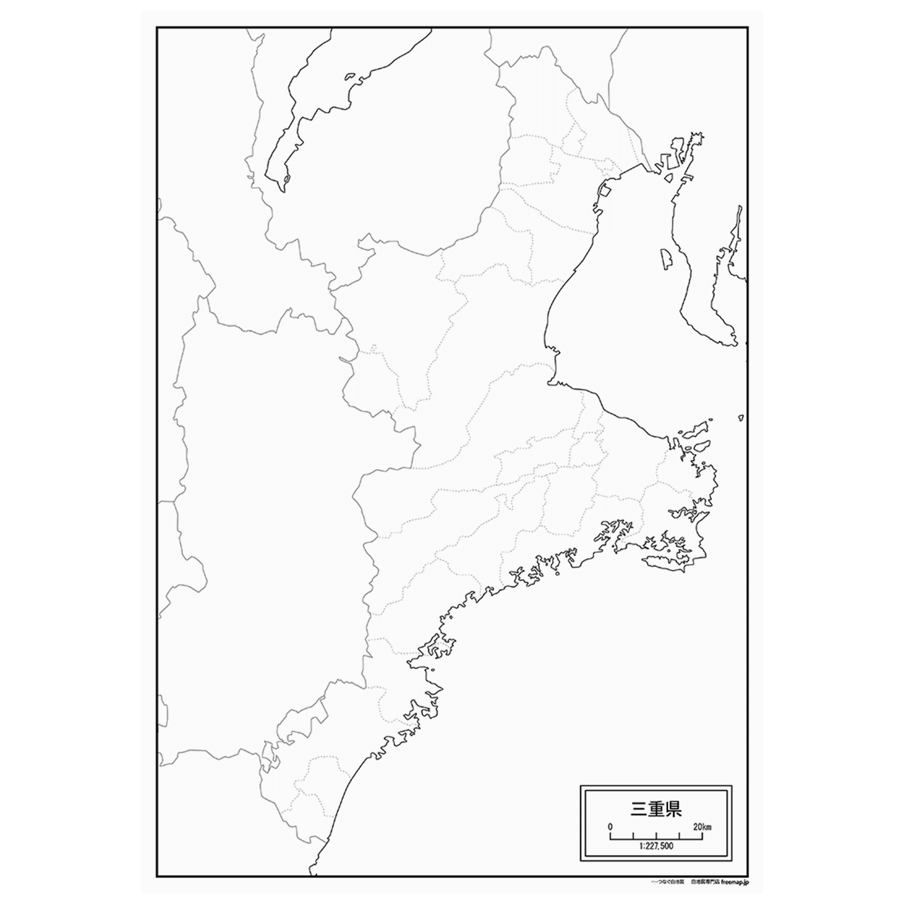 三重県の紙の白地図