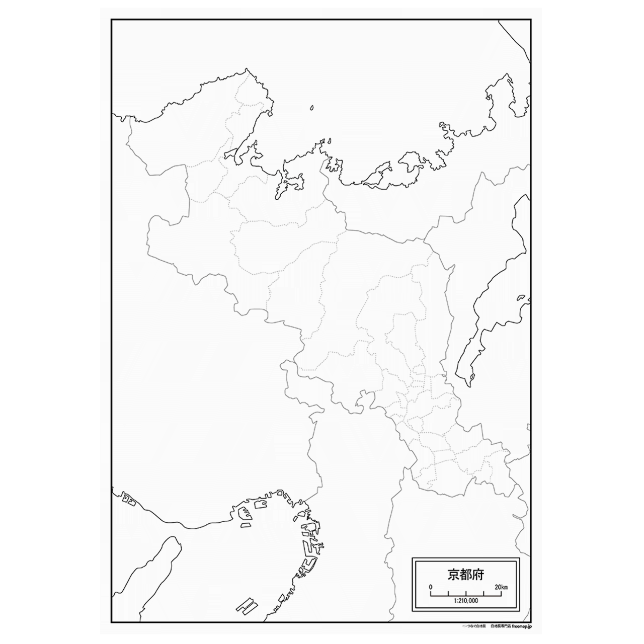 京都府の紙の白地図