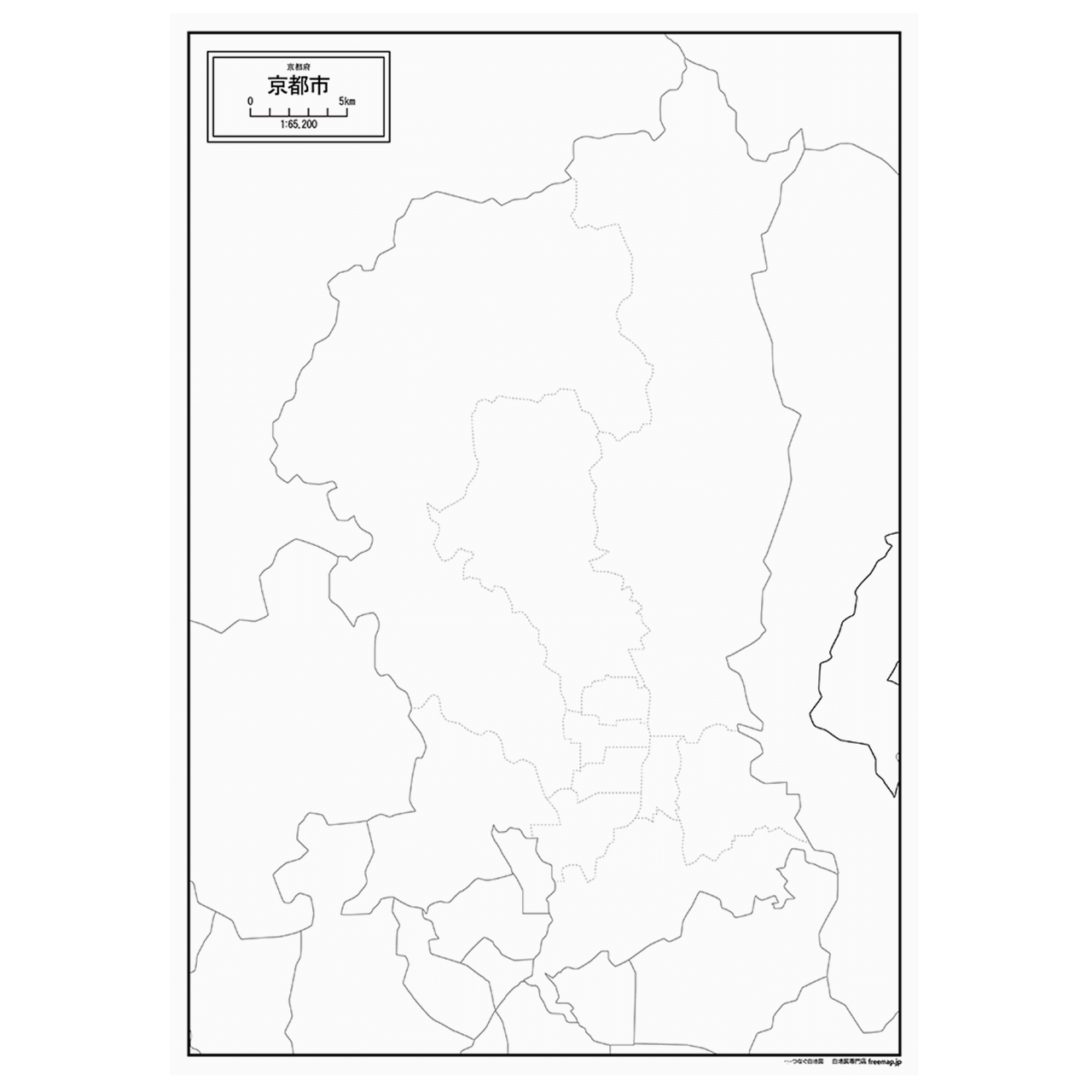 京都府京都市の紙の白地図