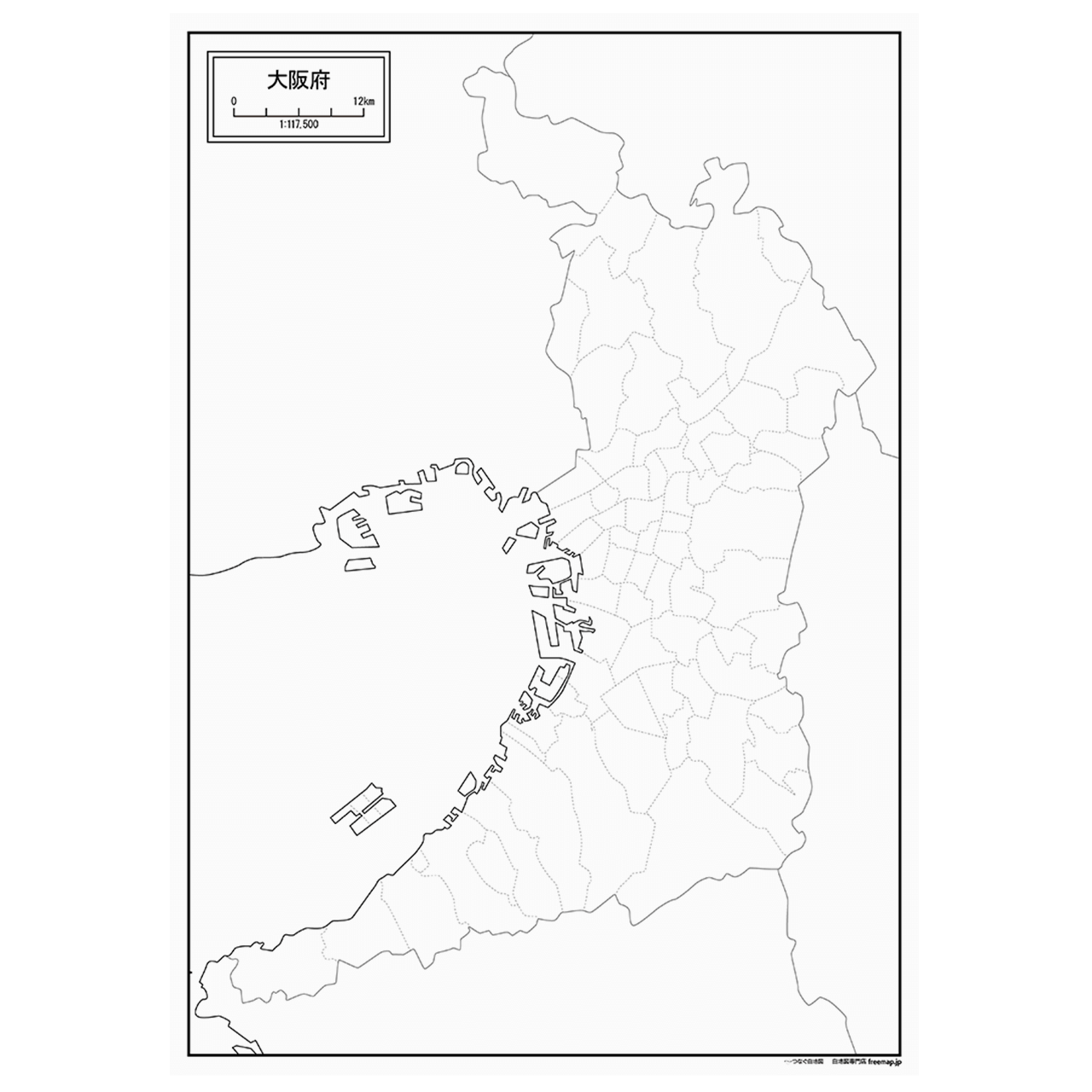 大阪府の紙の白地図