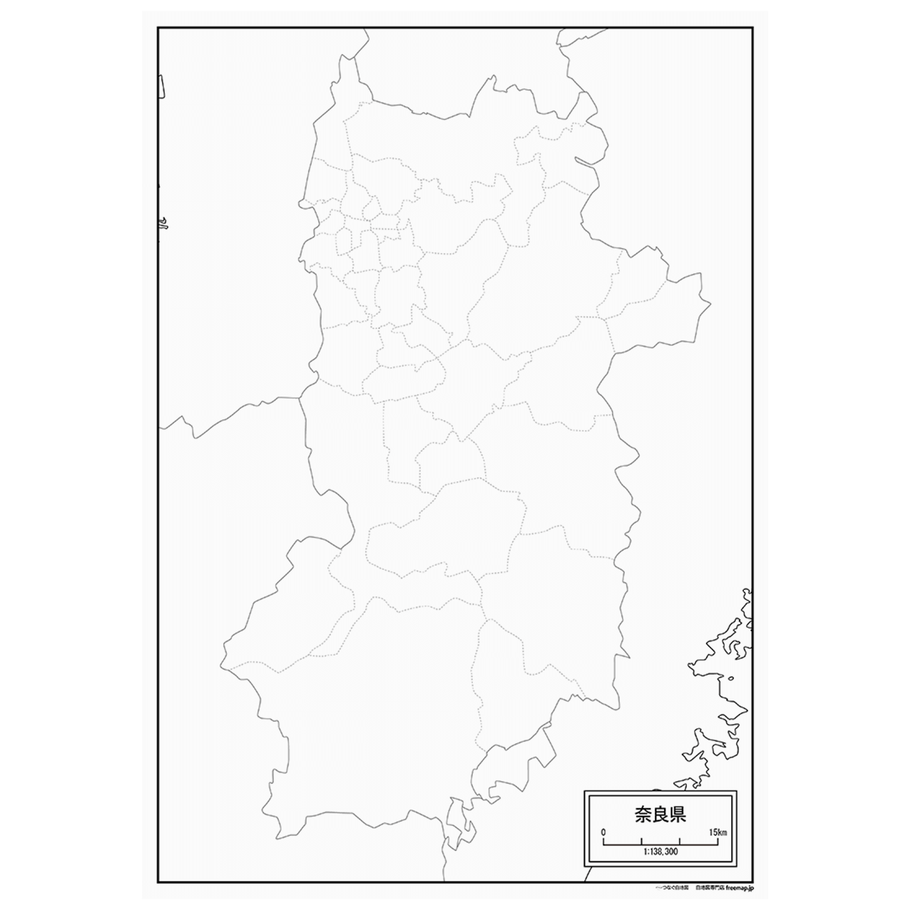奈良県の紙の白地図