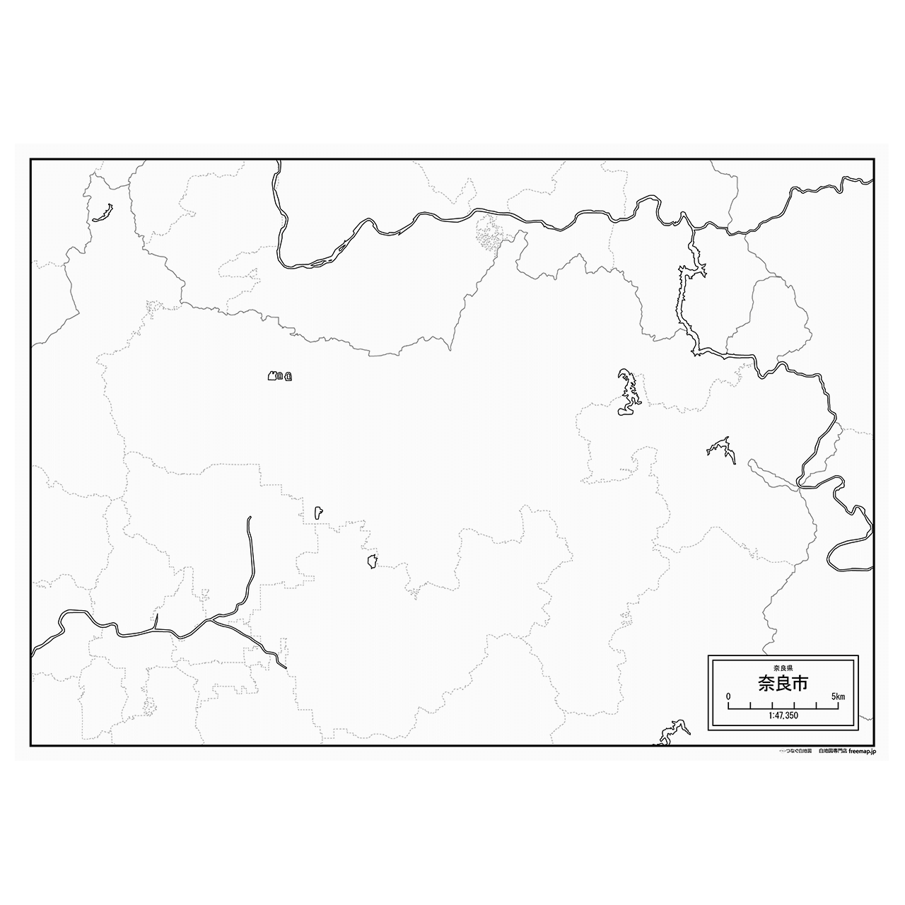 奈良市の紙の白地図