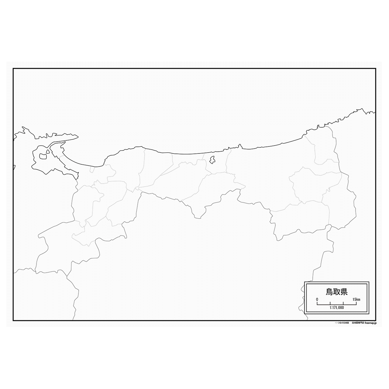 鳥取県の紙の白地図