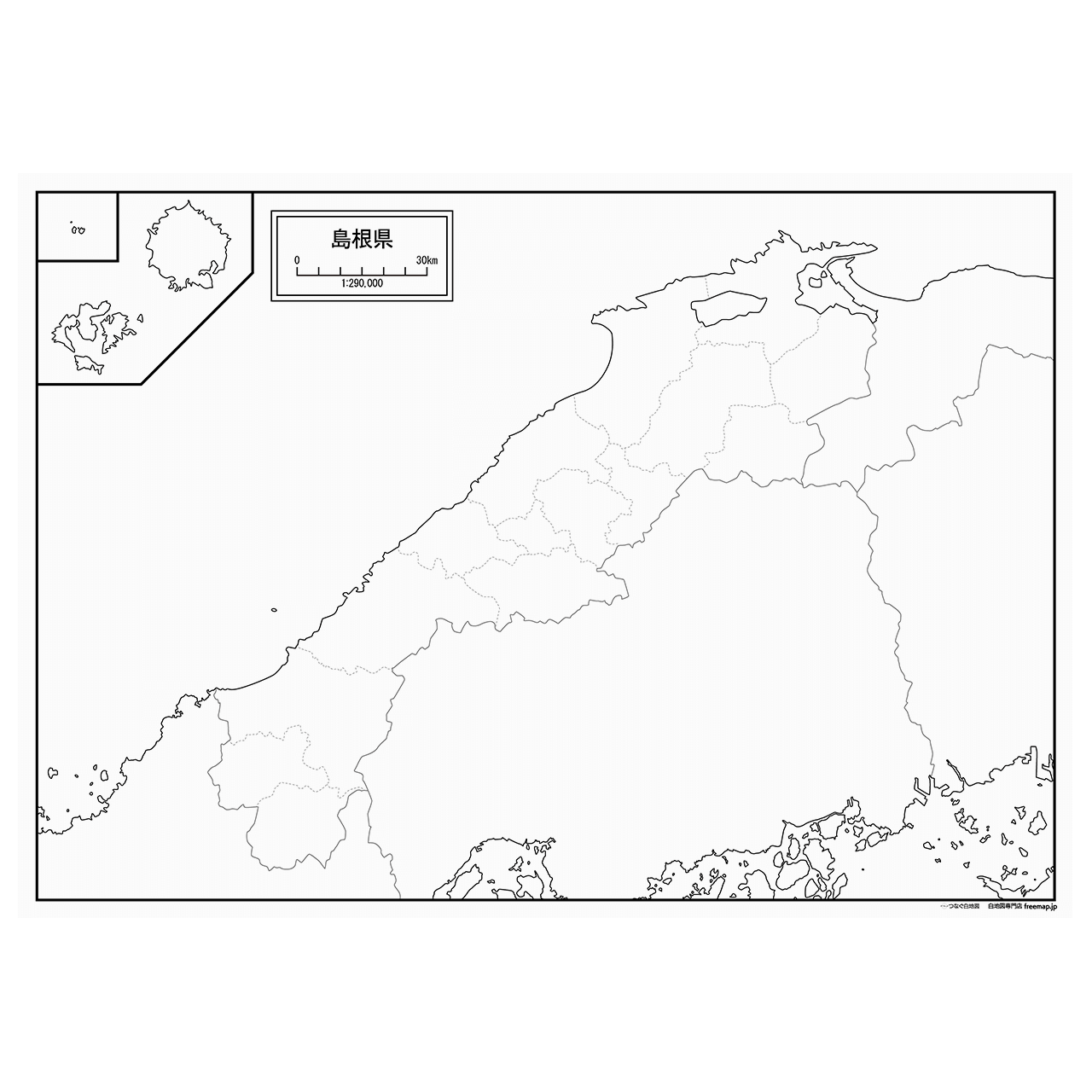 島根県の紙の白地図