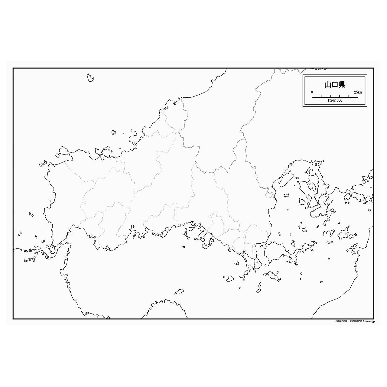 山口県の紙の白地図