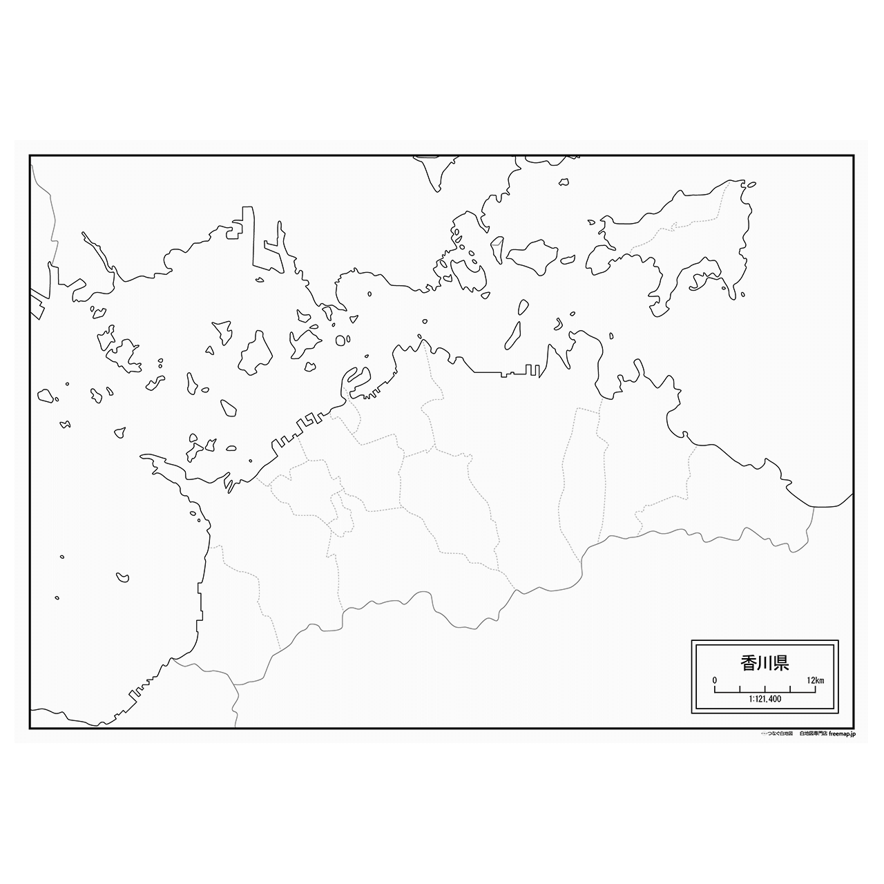 香川県の紙の白地図