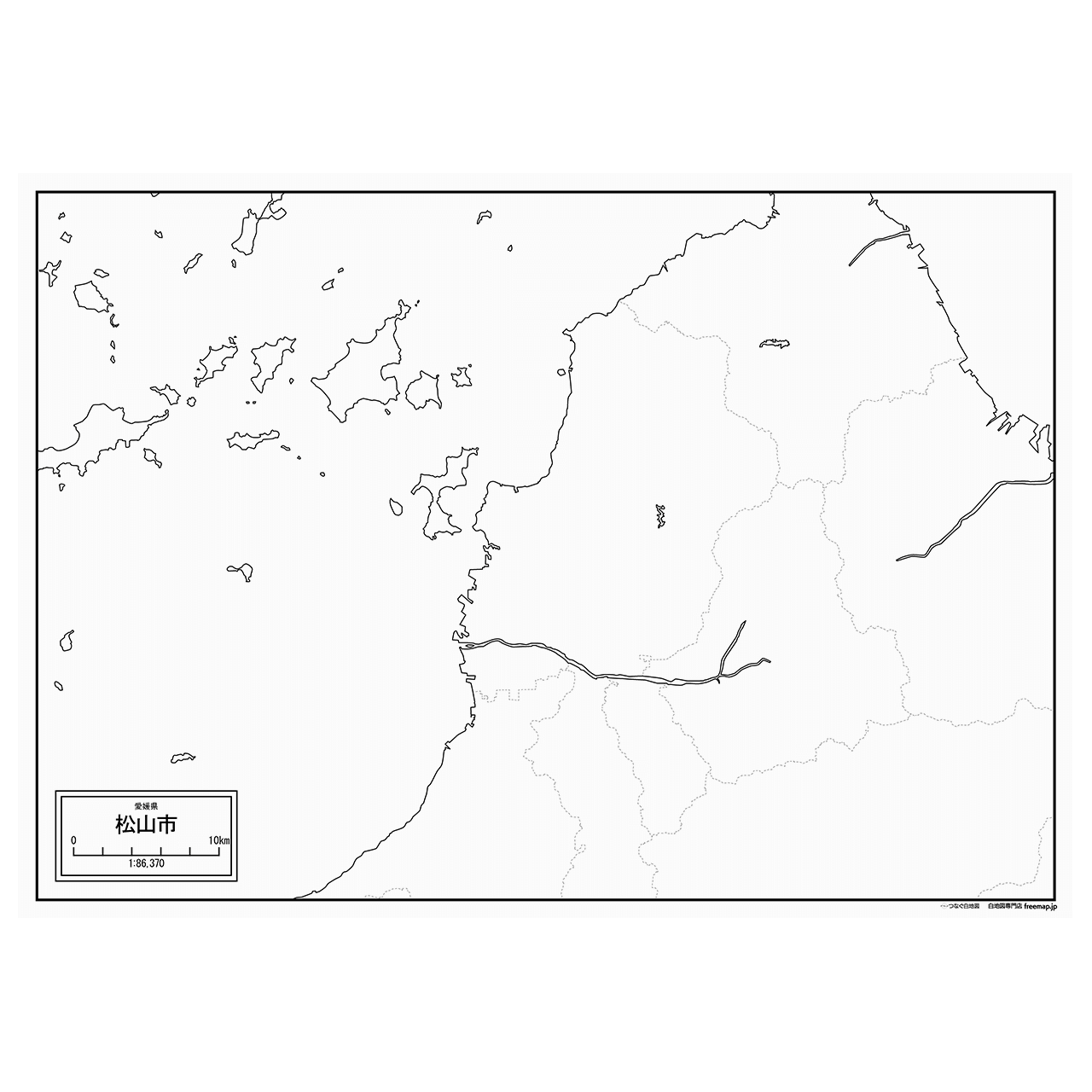 松山市の紙の白地図