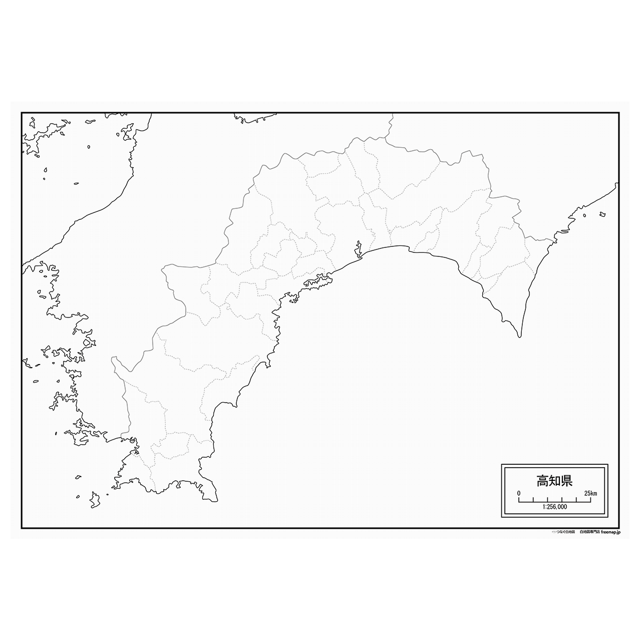 高知県の紙の白地図