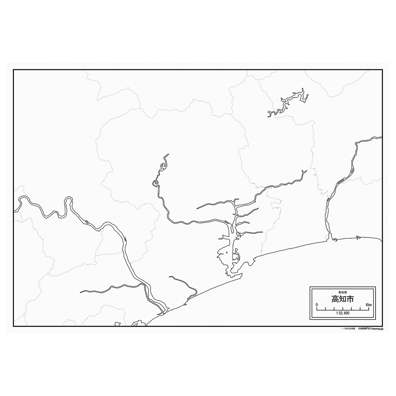 高知市の紙の白地図
