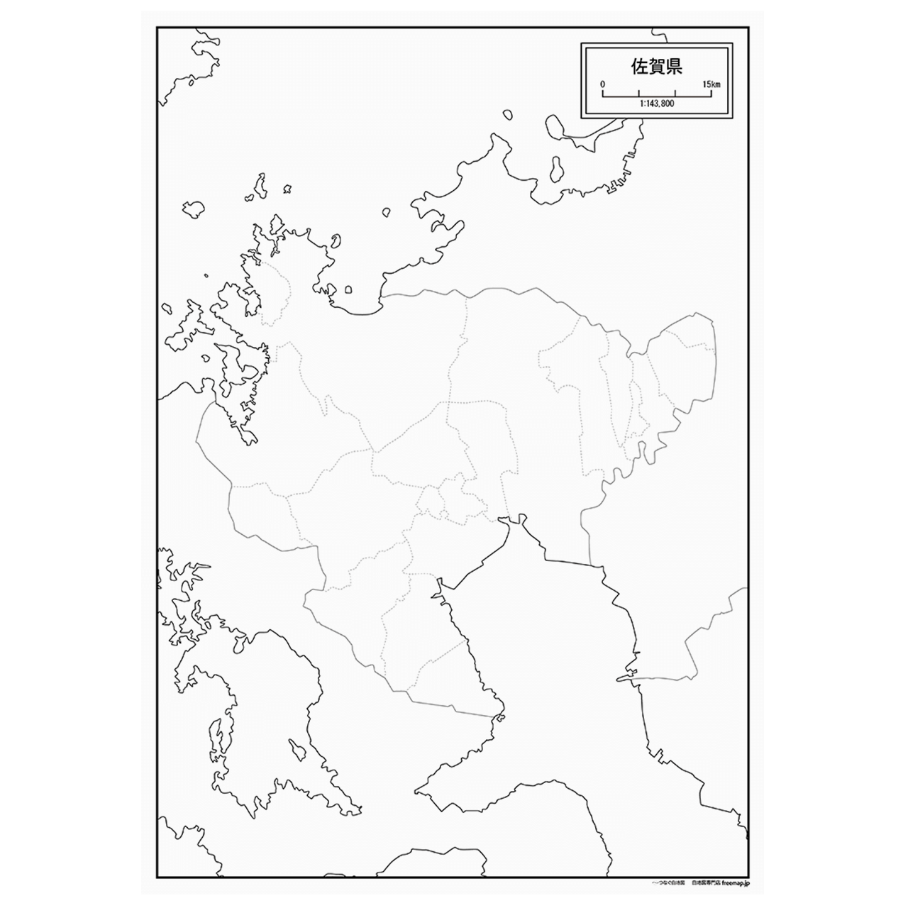 佐賀県の紙の白地図