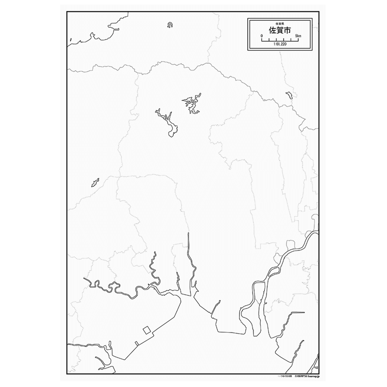 佐賀市の紙の白地図