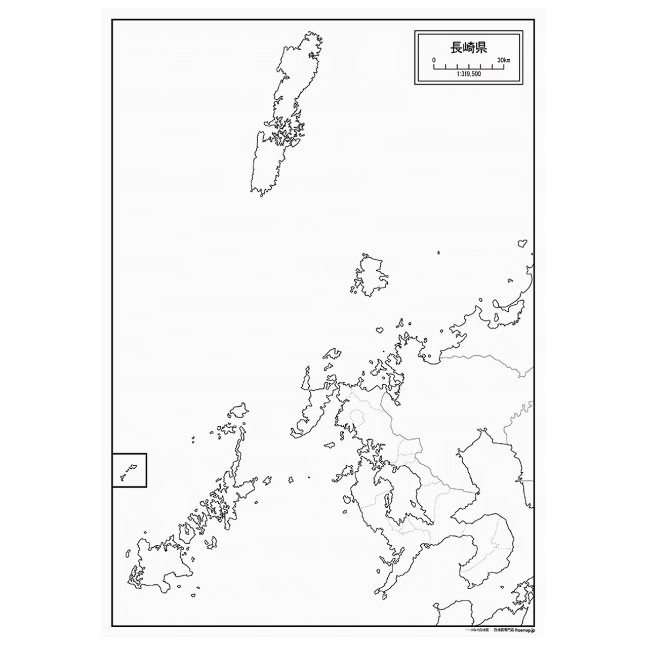 長崎県の紙の白地図