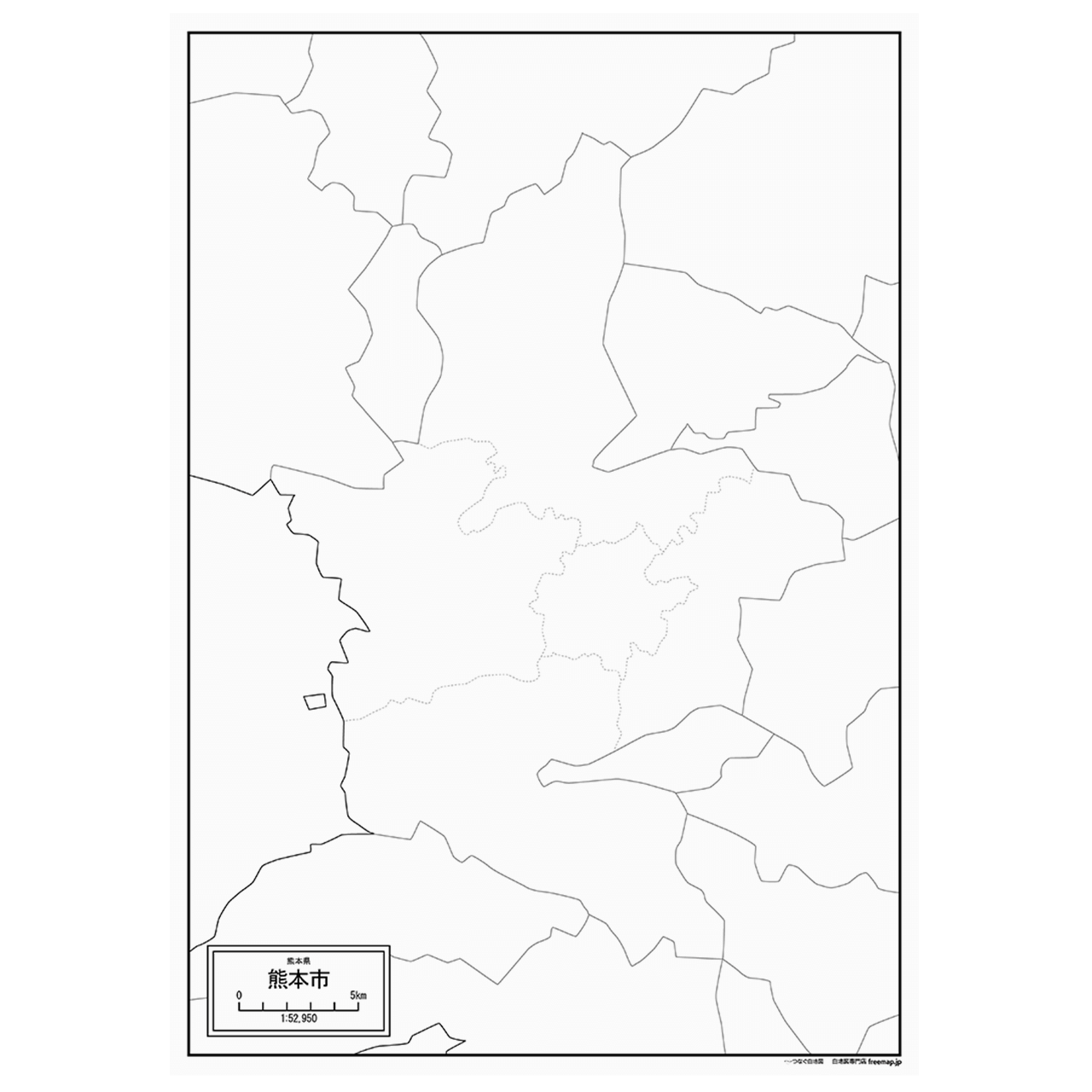 熊本県熊本市の紙の白地図
