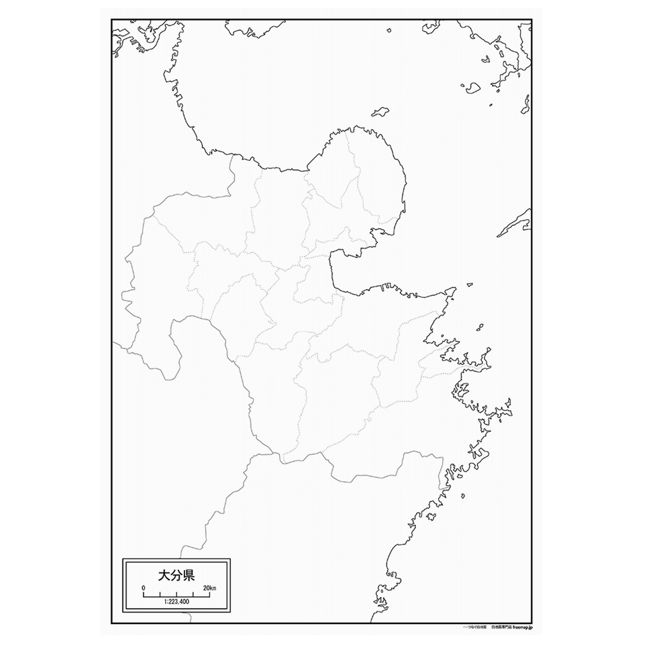 大分県の紙の白地図