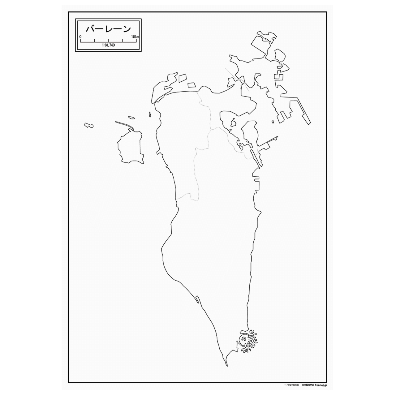 バーレーンの紙の白地図