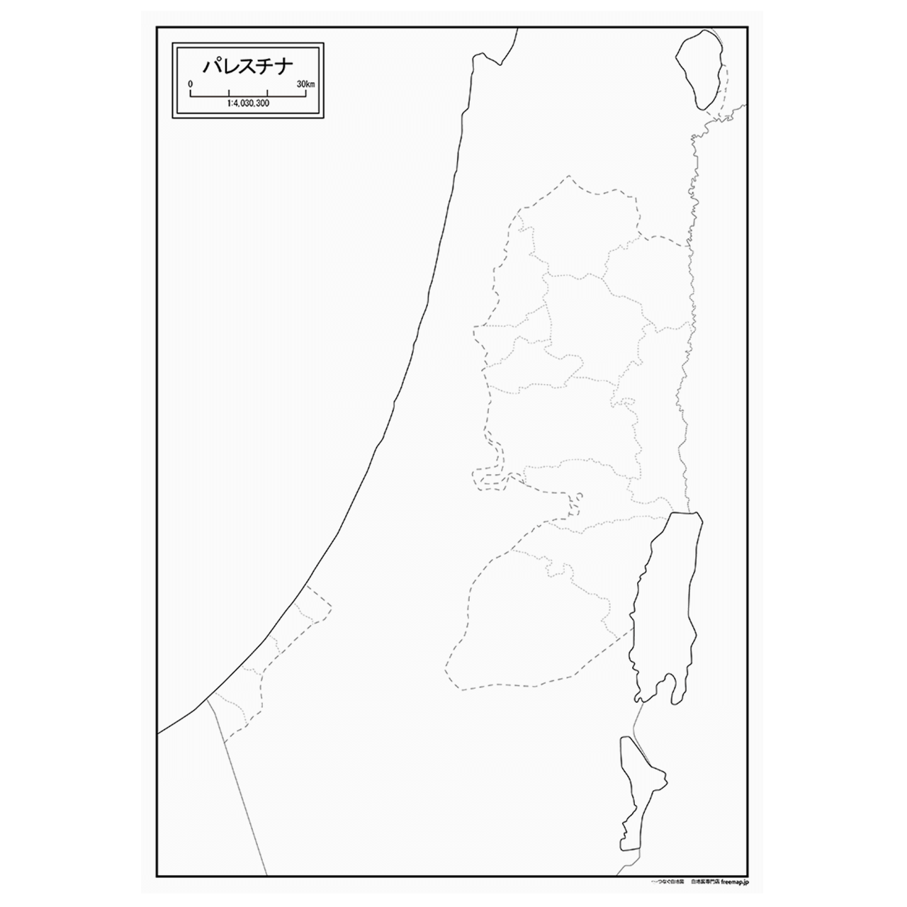 パレスチナの紙の白地図