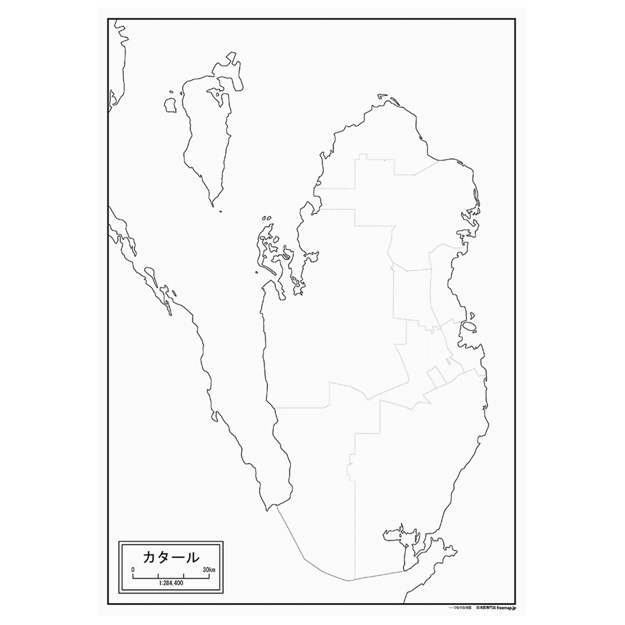 カタールの紙の白地図