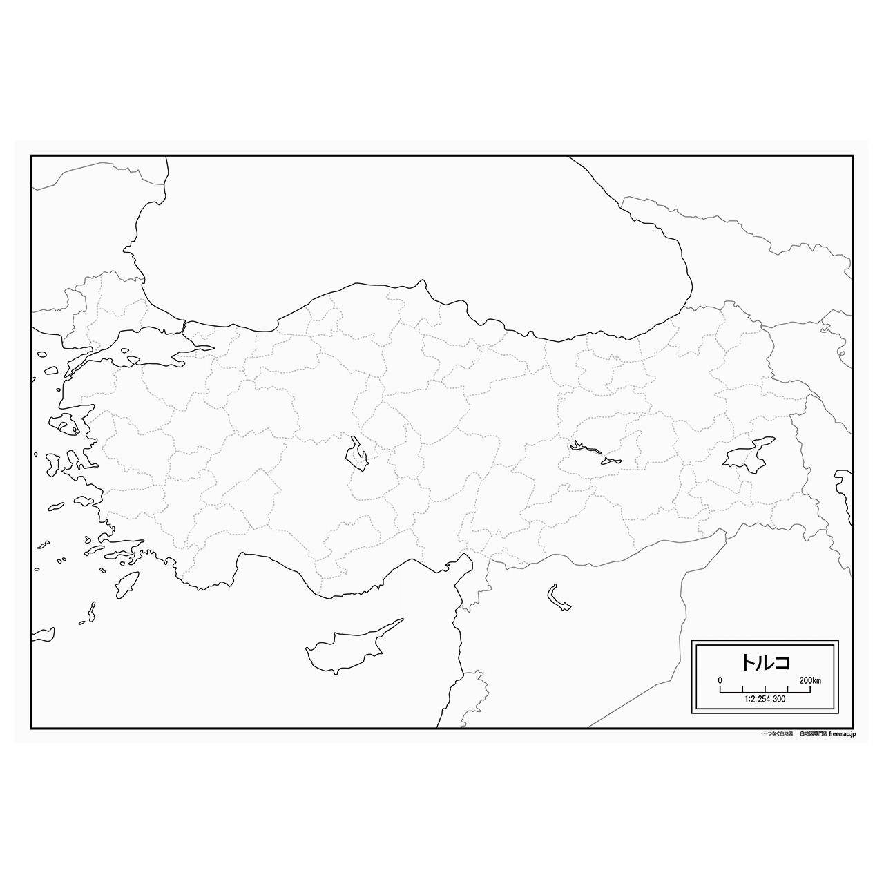 トルコの紙の白地図