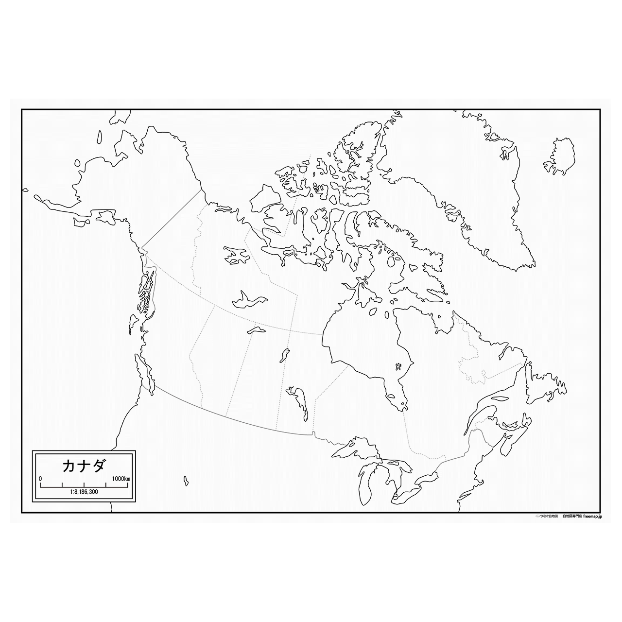 カナダの紙の白地図