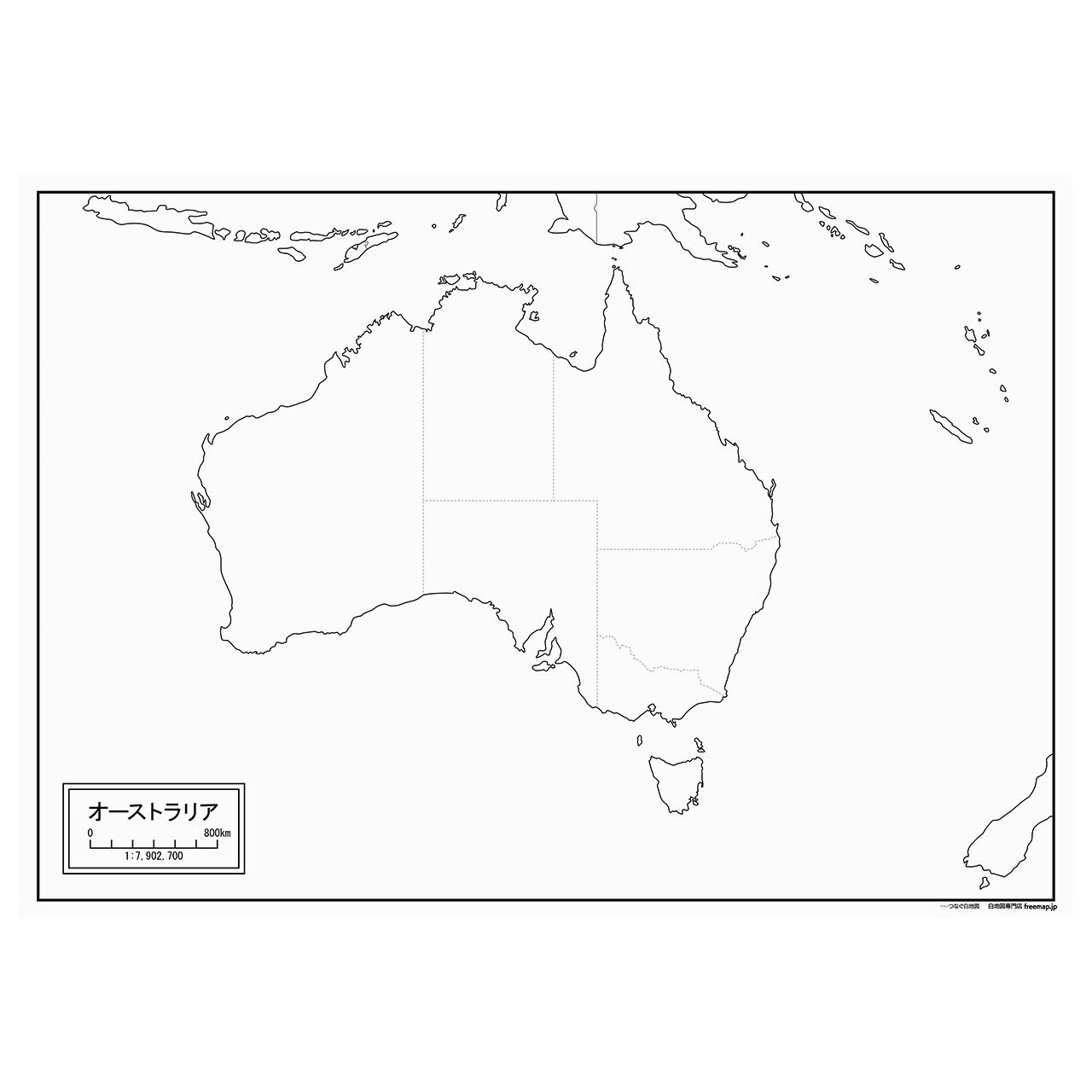 オーストラリアの紙の白地図