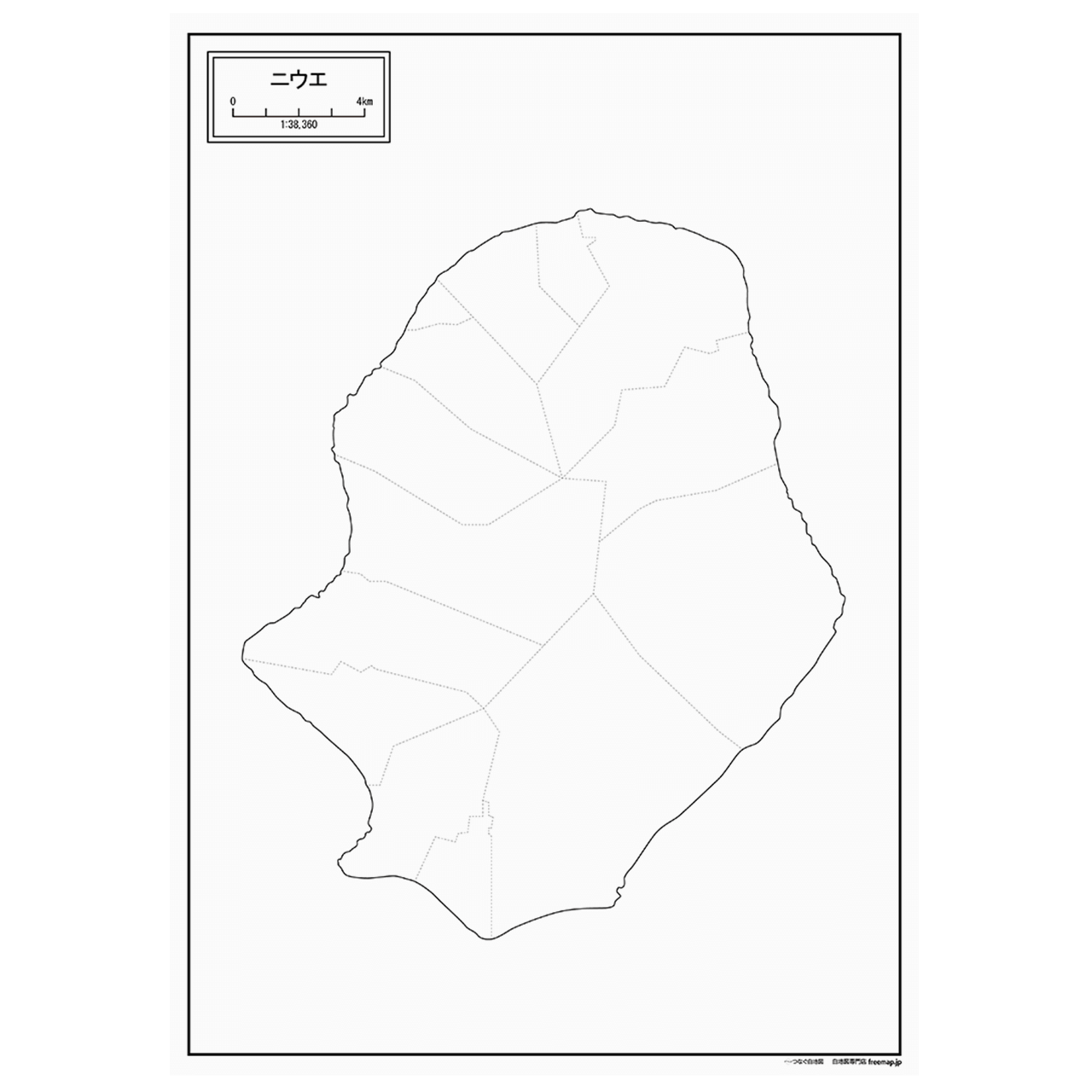 ニウエの紙の白地図