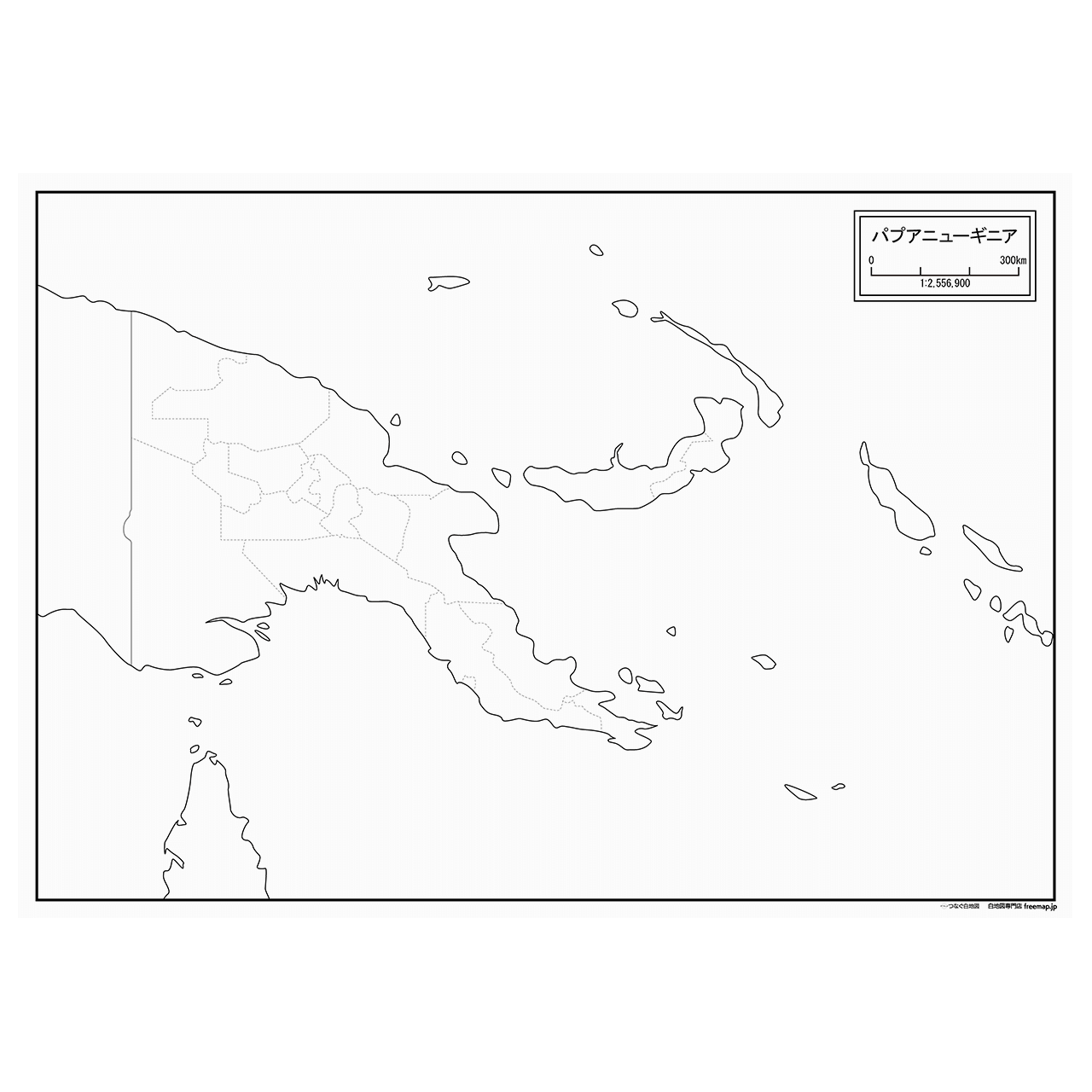 パプアニューギニアの紙の白地図