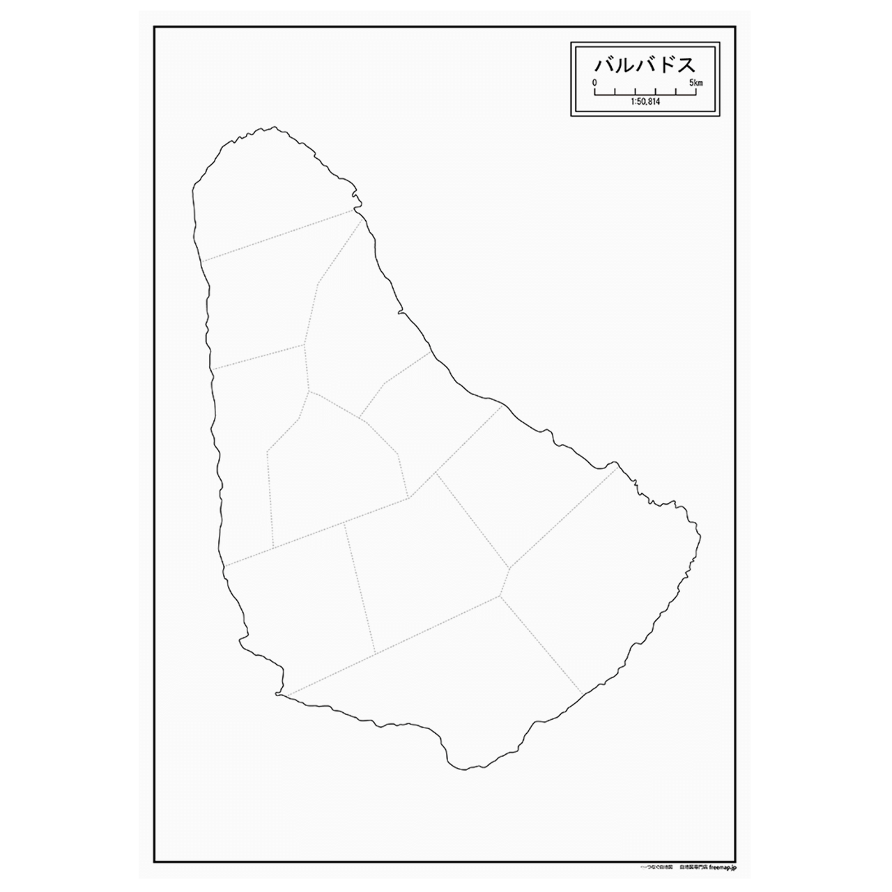 バルバドスの紙の白地図