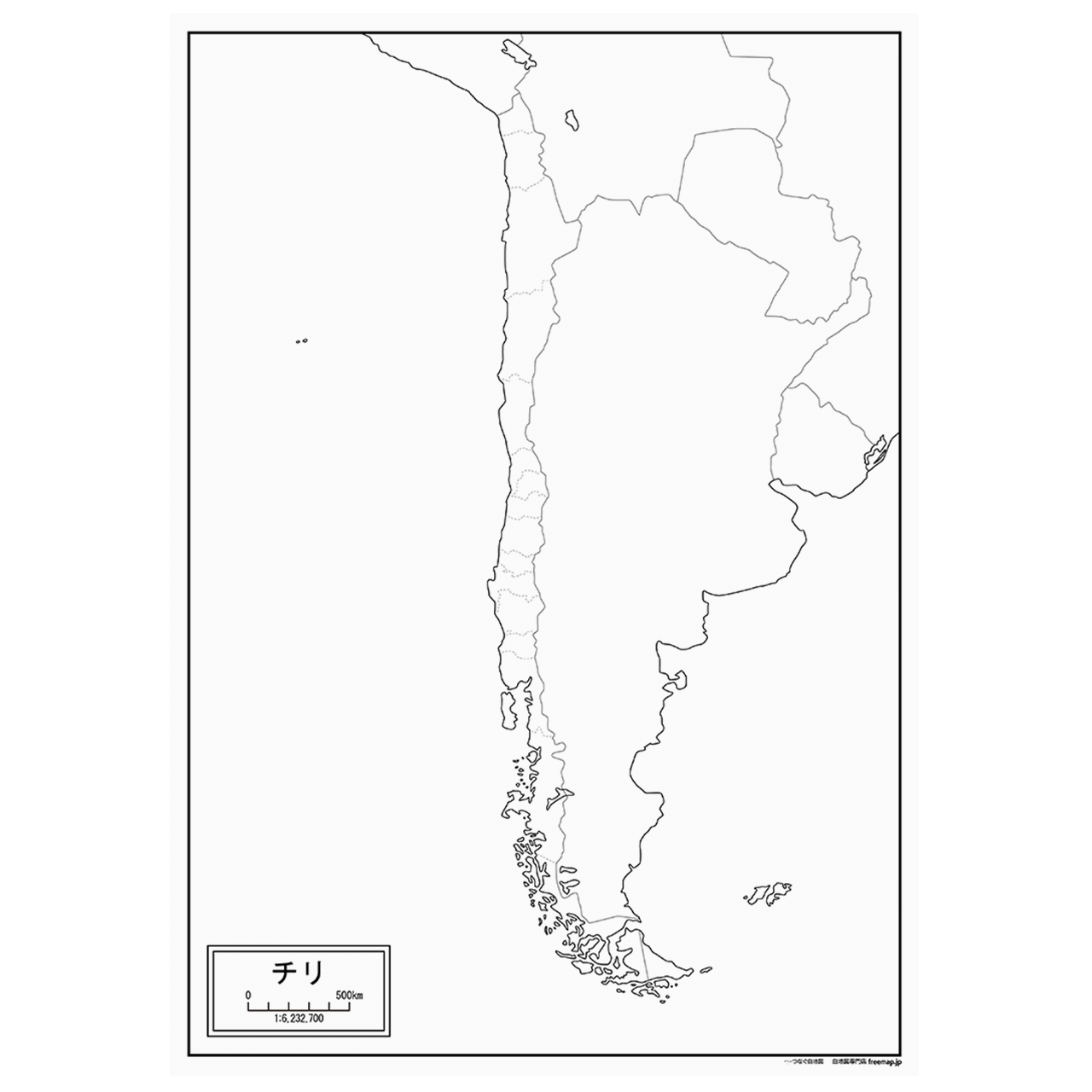 チリの紙の白地図