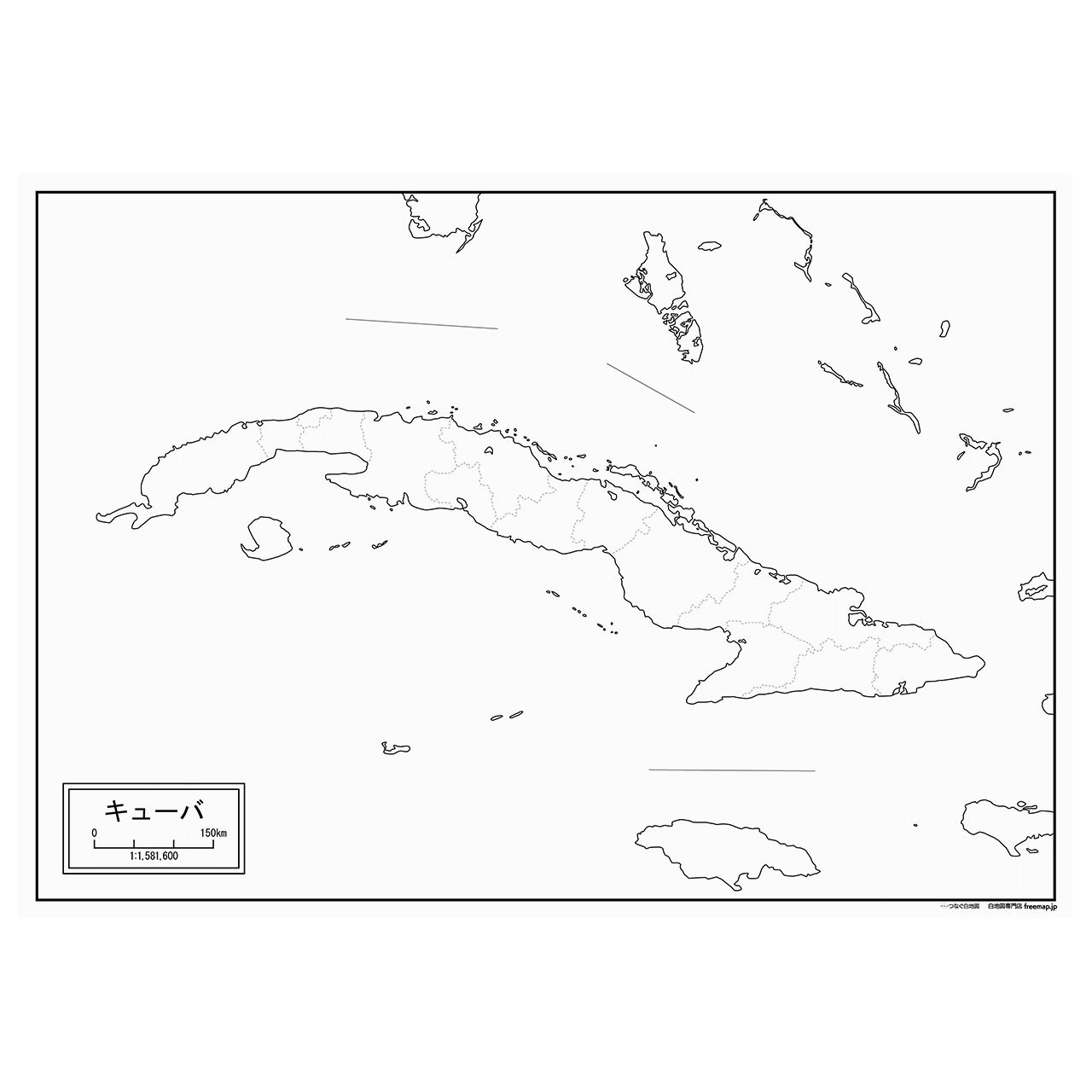 キューバの紙の白地図