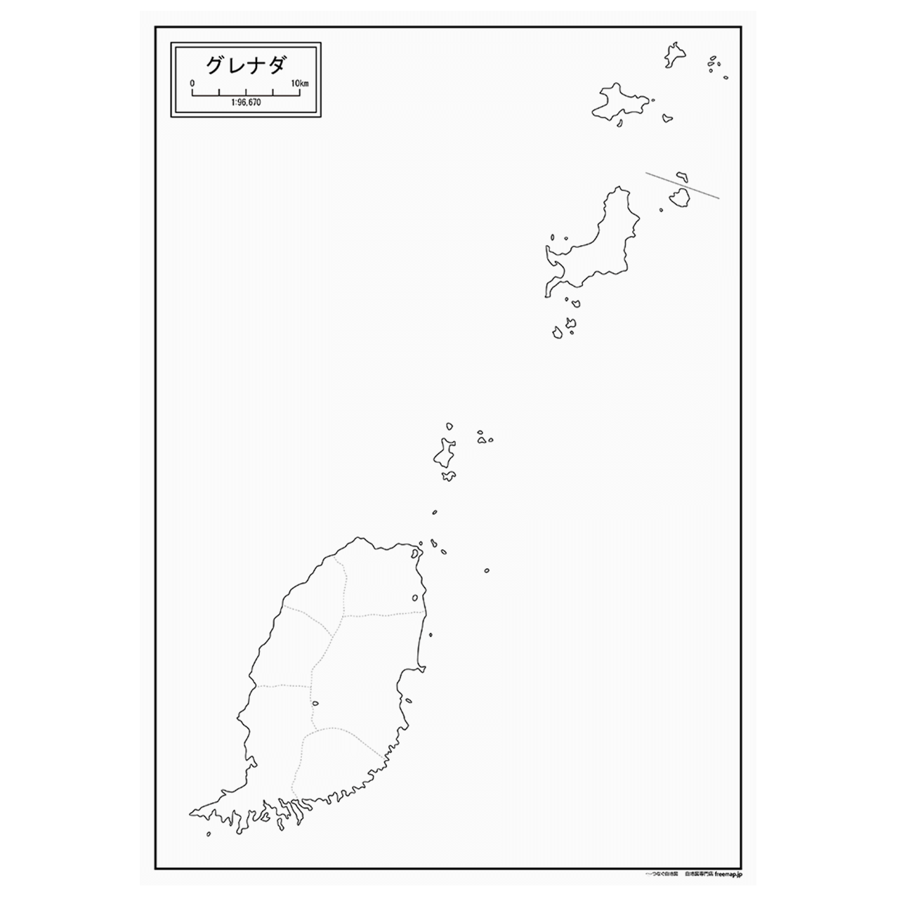 グレナダの紙の白地図