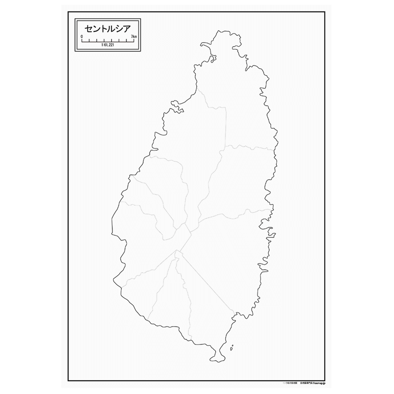 セントルシアの紙の白地図