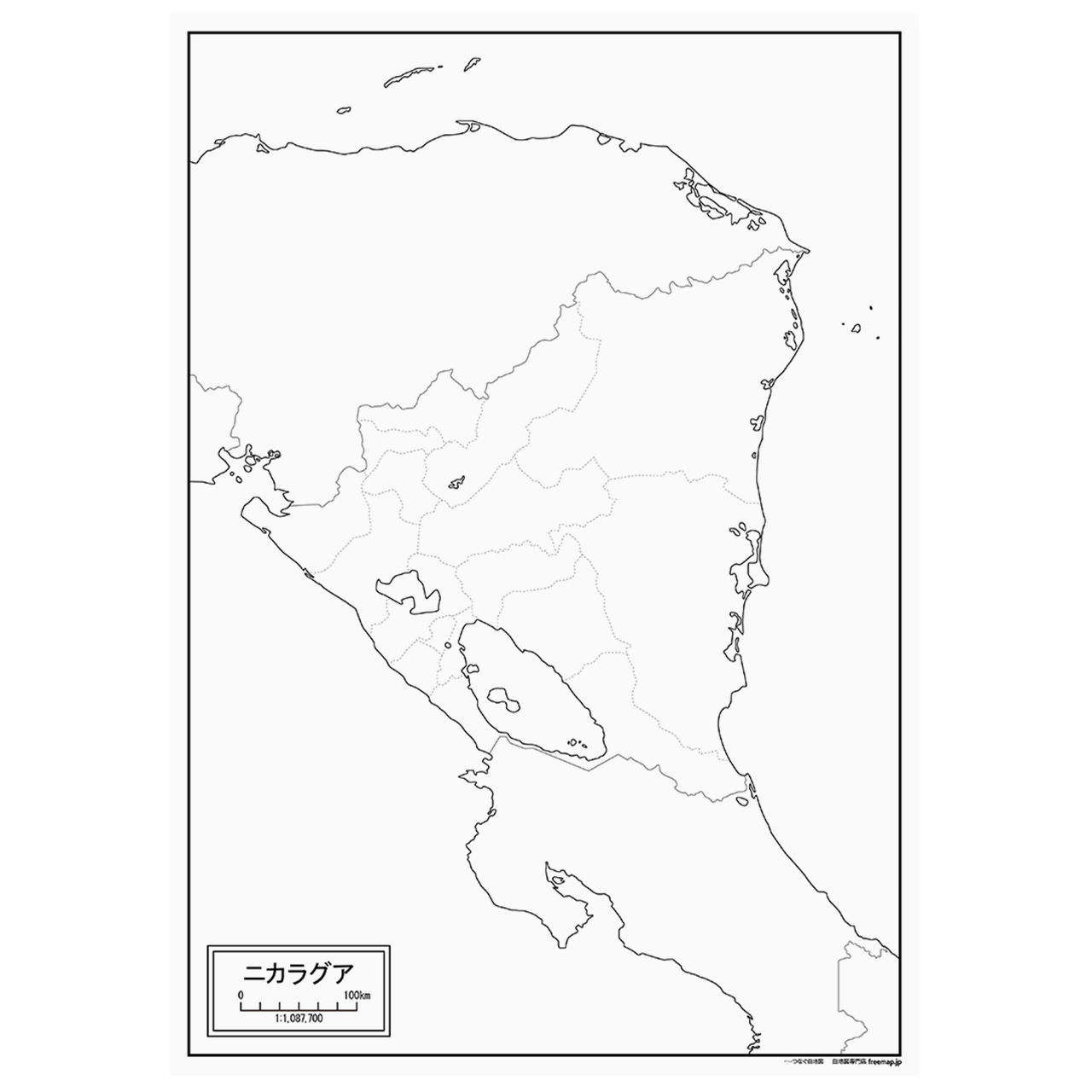 ニカラグアの紙の白地図