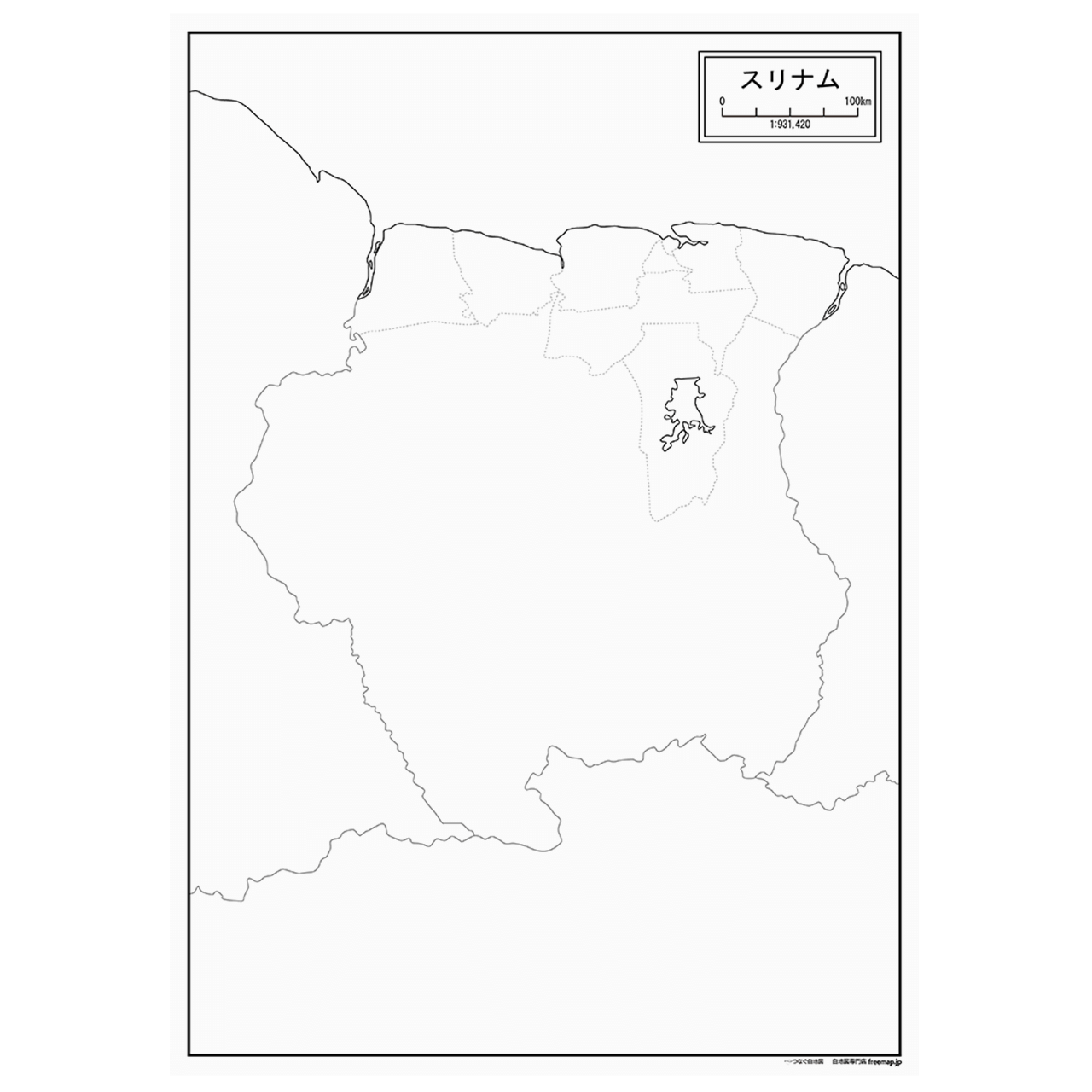 スリナムの紙の白地図
