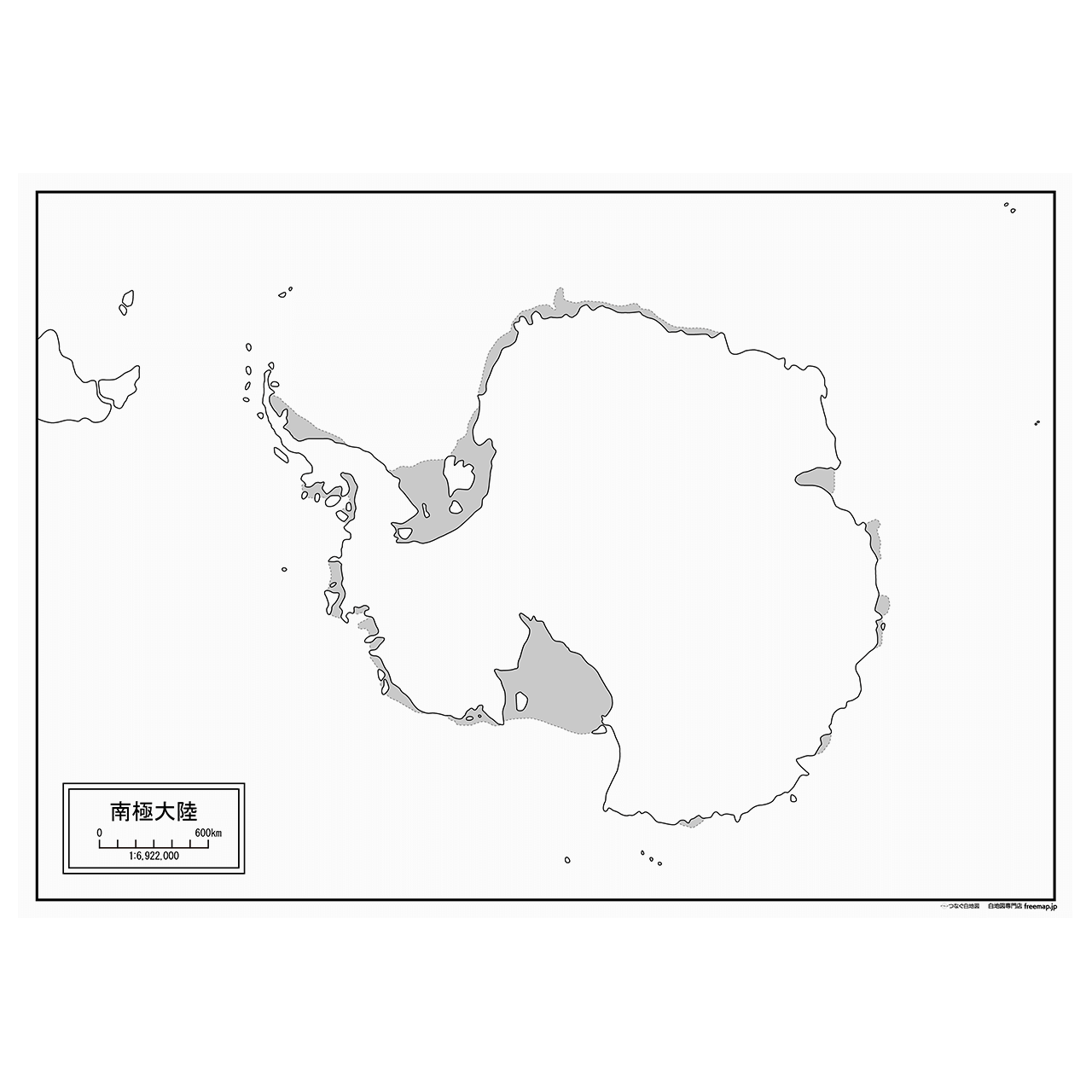 南極大陸の紙の白地図