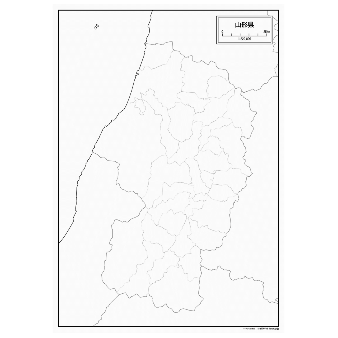 山形県の紙の白地図