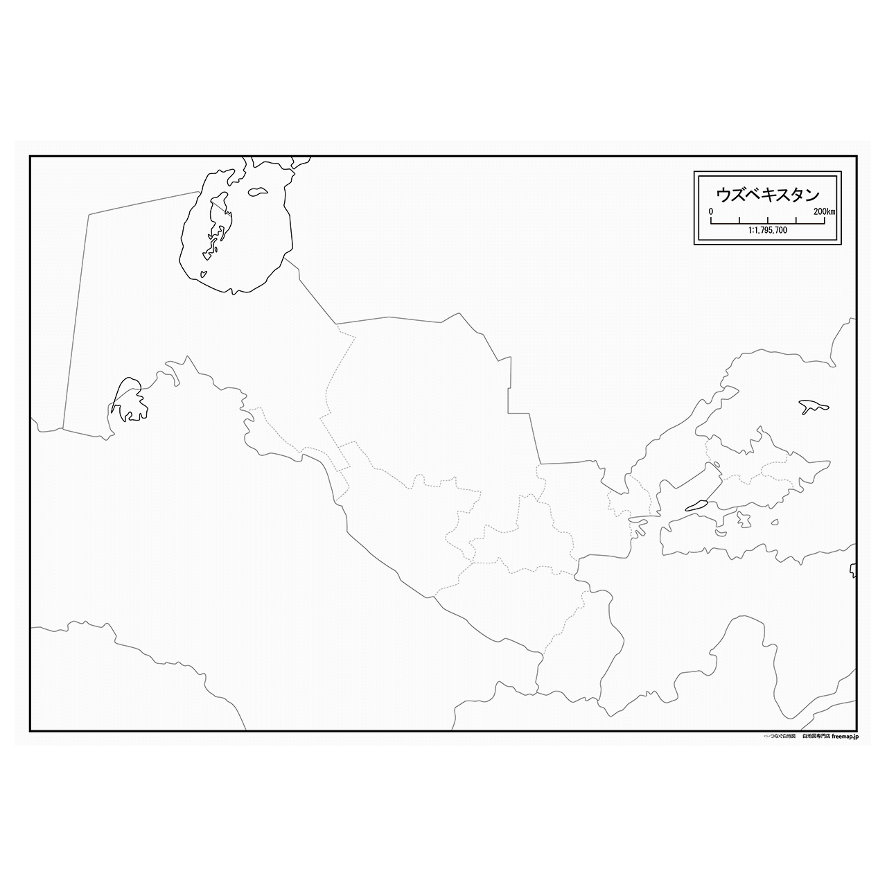 ウズベキスタンの白地図