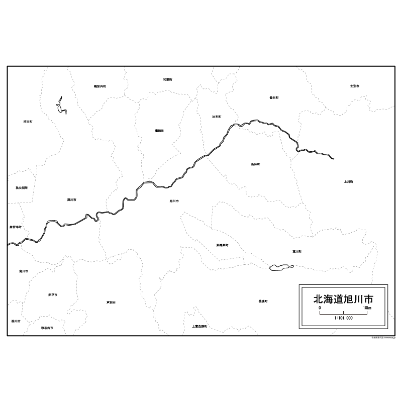 旭川市の白地図を無料ダウンロード | 白地図専門店