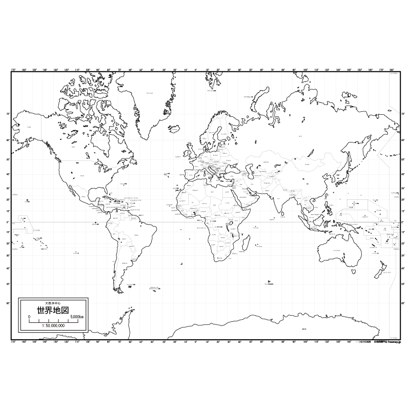 【SALE／37%OFF】 大西洋中心の世界地図を無料ダウンロード 白地図専門店 | その他