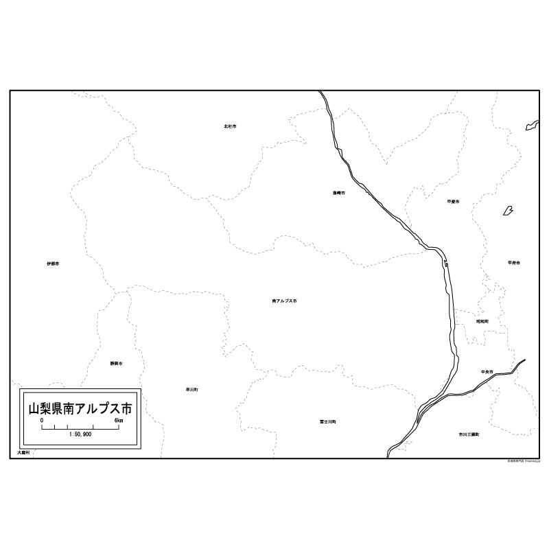 南アルプス市の白地図を無料ダウンロード | 白地図専門店