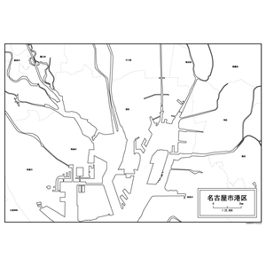 名古屋市港区の白地図のサムネイル
