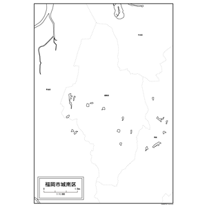 福岡市城南区の白地図のサムネイル