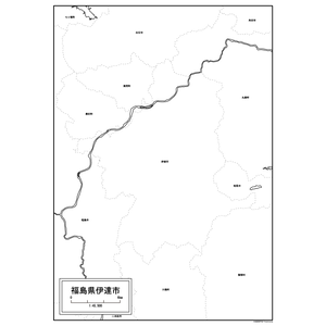 福島県伊達市の白地図のサムネイル