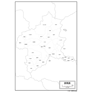 群馬県の白地図のサムネイル