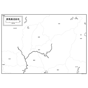 沼田市の白地図のサムネイル