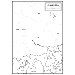 三原市の白地図のサムネイル