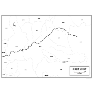 旭川市の白地図のサムネイル