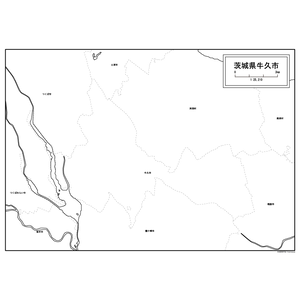 牛久市の白地図のサムネイル