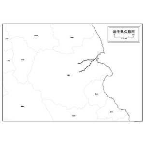 久慈市の白地図のサムネイル