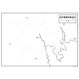 陸前高田市の白地図のサムネイル