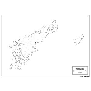 奄美大島の白地図のサムネイル